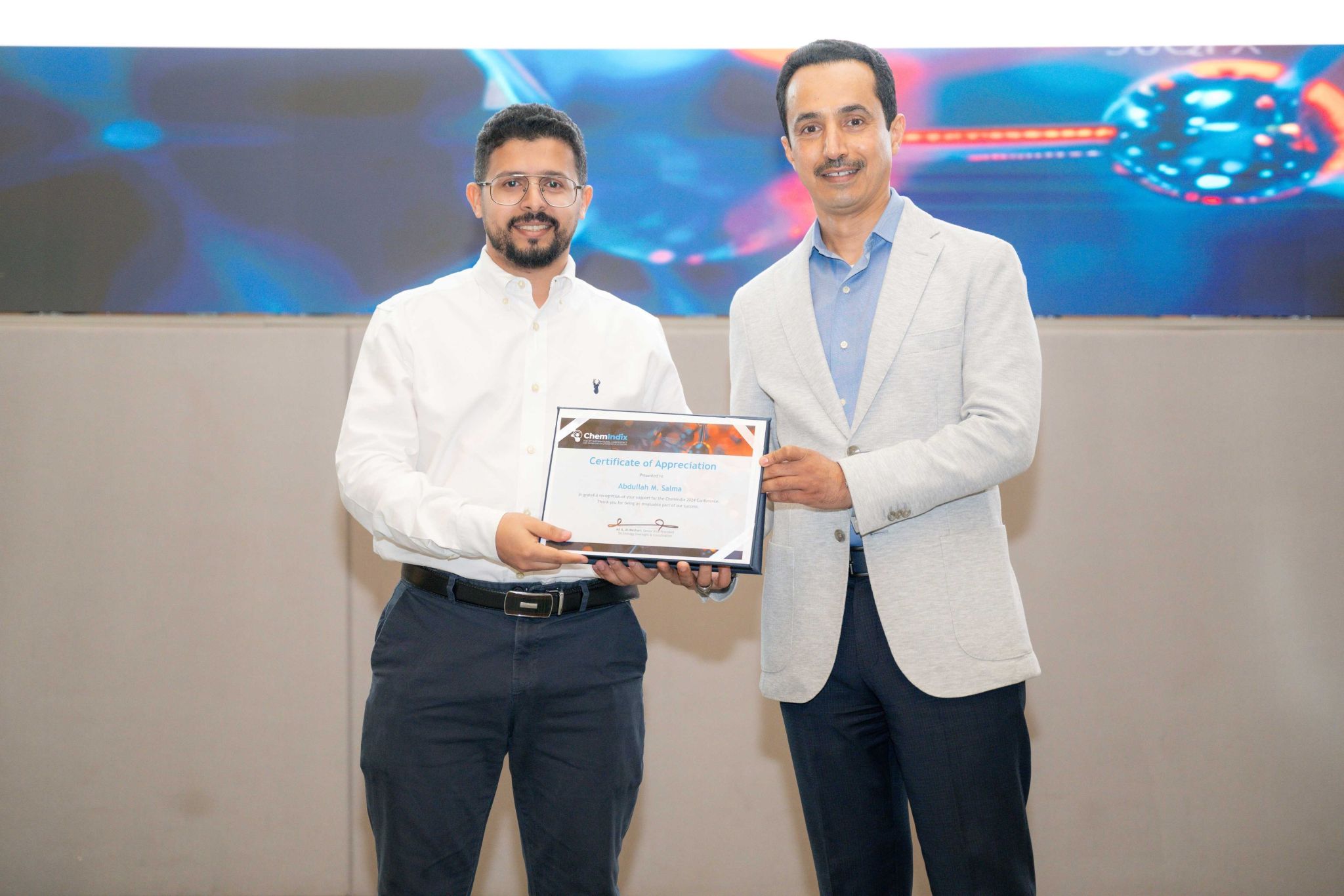 Abdullah Al Salma — ChemIndix 12th Edition Recognition with Dr. Ali Al-Meshari